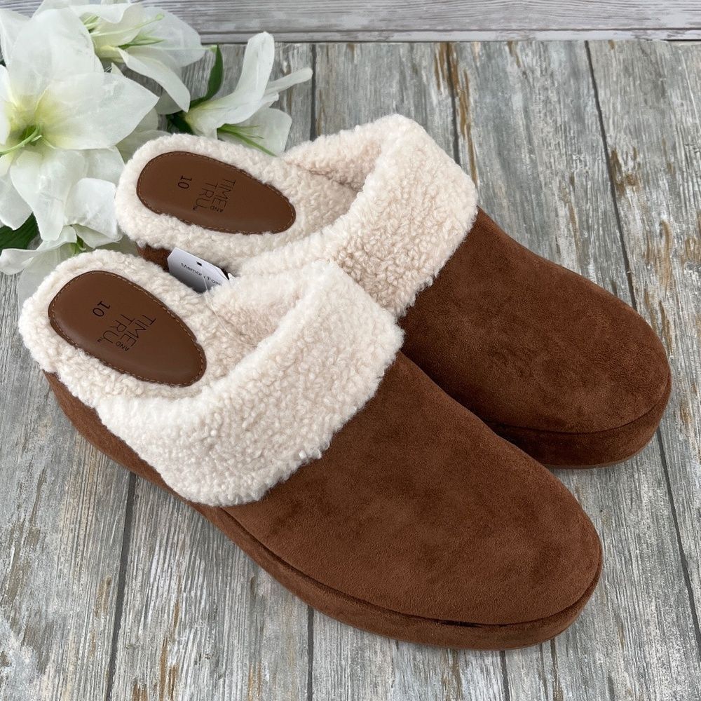 Faux Shearling Wedge Clogs Shoes Size 1I